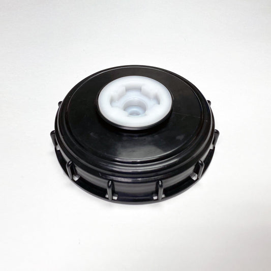 6" Black RMX Portable Tote Lid, with 2" Center NPT Bung